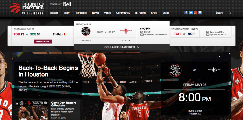 raptors.com in 2016
