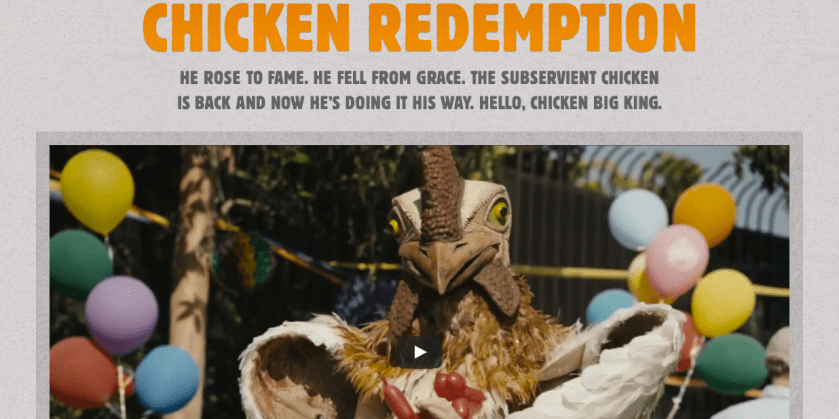 screenshot of the current subservientchicken.com